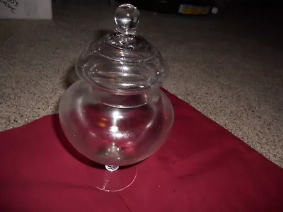 Vintage 9” Glass Apothecary Jar Candy Jar Footed With Lid • $16.99