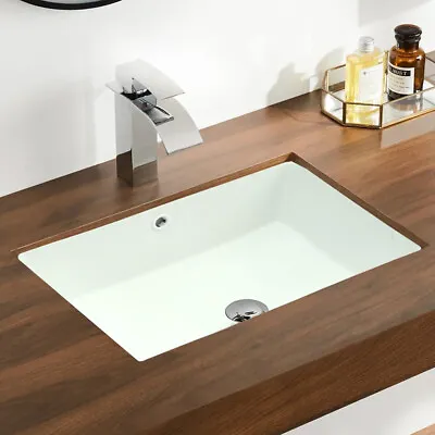 Undermount Rectangle Ceramic Bathroom Sinks Under Counter Washroom Basin No Tap • £42.95
