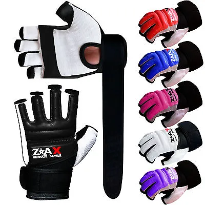 Leather Teakwondo Gloves Combat Gel Padded Martial Art MMA Boxing Karate Gloves • £6.64