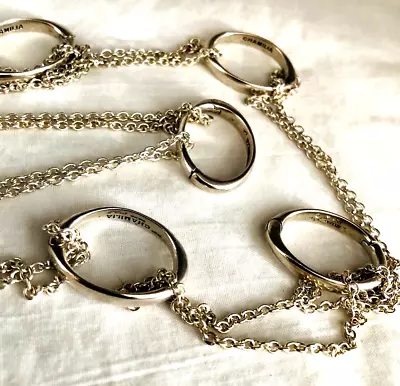 Vtg. Retired CHAMILIA Sterling Silver Double Chain And Loop Necklace 32 In. • £92.45