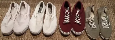 Lot Of 4 Vans Shoes Women 1 White Slips1 Pink Slips1 Maroon And 1 Grey Laced  • $20
