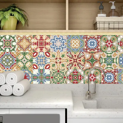 24 Pcs Retro Tile Wall Sticker Back Splash For Kitchen Sticky • £7.57