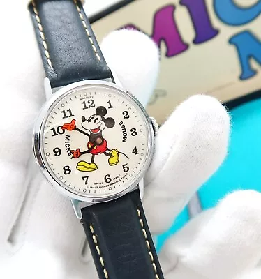 MICKEY MOUSE Vintage Disney Swiss BRADLEY  Fat Boy  MEN'S WATCH In BOX R26-12 • $139.99