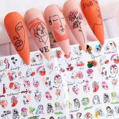 10Rolls Foil Stickers Abstract Face Line Rose Nail Art Transfer Paper Wrap Decor • $3.95