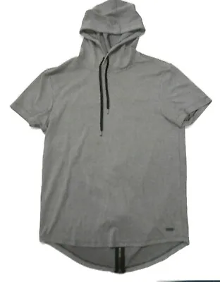 G By GUESS Benji Longline Short Sleeve Hoodie With Back Zipper Mens Medium Gray • $24.99