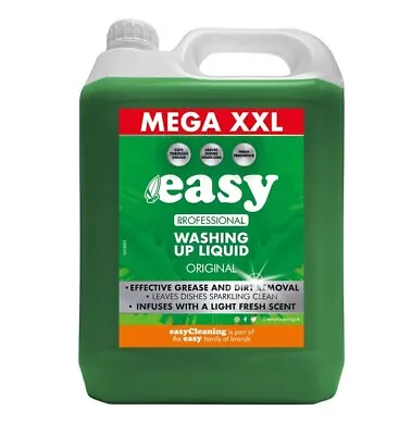 5L Easy Original Dish Washing Up Liquid Clean Scent Detergent Kitchen Soap Pack • £12.45