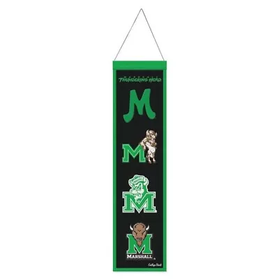 Marshall Thundering Herd NCAA Heritage Banner Embroidered Wool 8  X 32  • $45