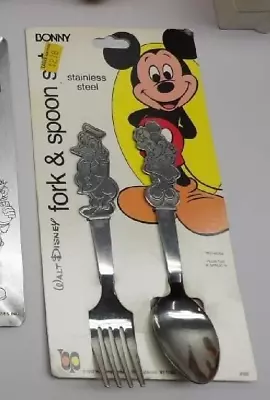 Vintage Walt Disney Mickey Mouse And Donald Duck Stainless Fork & Spoon By Bonny • $4.99