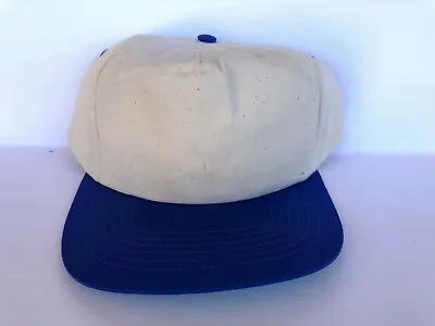 Vintage Deadstock Blank Tc Natural / Royal Blue Snapback Hat Retro 90s 2 Tone • $30