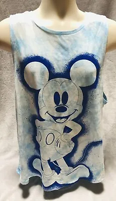 NEW Disney Air Brushed Mickey Mouse Women's XL Blue Tie Dye Deep Pits Tank Top • $12.99