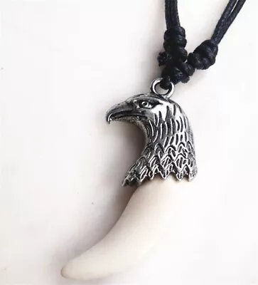 Vintage Eagle Head Tooth Design Alloy Beef Bone Tibet Teeth Pendant Necklace Diy • $0.26