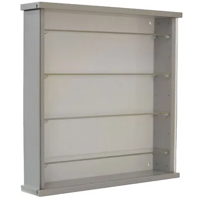MDF Wood Wall Display Cabinet With 4 Adjustable Glass Shelves  Grey 3311OC • £69.99