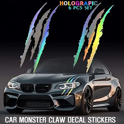 AUTO REFLECTIVE CAR HEADLIGHT MONSTER STICKERS Scratch Stripe Claw Vinyl Decal • $8.99