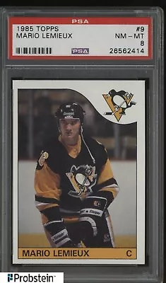 1985 Topps Hockey #9 Mario Lemieux Penguins RC Rookie HOF PSA 8 NM-MT • $238.50