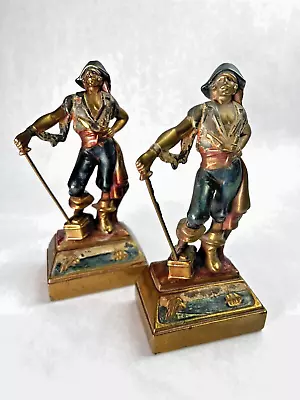 Pair Of Vintage Armor Bronze Figural Pirate Bookends Designer Artist Paul Herzel • $90