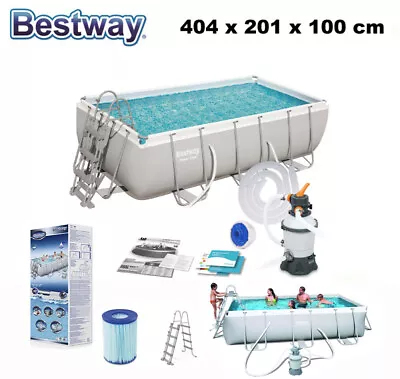 £499.99 • Buy Bestway Swimming Pool Rectangular 404x201x100cm With Sand Filter Pump 13'3FT