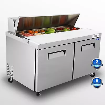 60 IN Commercial Refrigerator Sandwich Salad Prep Table With Block Cutting Board • $2220.09