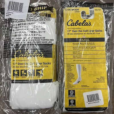Cabelas Mens 4pair Lightweight Over Calf Socks White Hiking Hunting 17” Sz L • $11.60