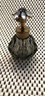 Vtg Irice Perfume Bottle Smoky Glass With Flower Top BEAUTIFUL-one Petal Missing • $14.99