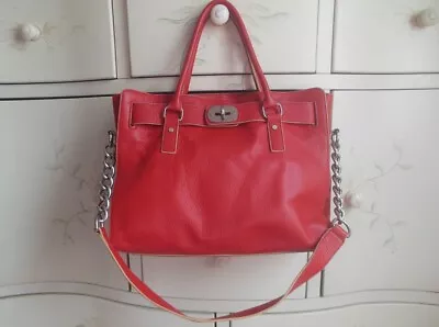 Charles Jourdan Red Pebbled Leather Handbag Shoulder Bag Tote • $80