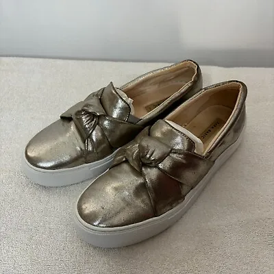 Zara Basic Metallic Silver Slip On Knotted Flat Sneakers Shoes Size 40 / 10 • $28.69