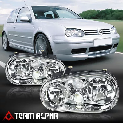 $103.89 • Buy Fits 1999-2006 VW Golf/Cabrio MK4 IV[Chrome/Clear]Headlight W/Projector Fog Lamp
