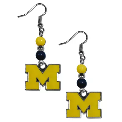 Michigan Wolverines Dangle Earrings (Fan Bead) NCAA Licensed Jewelry • $11.32