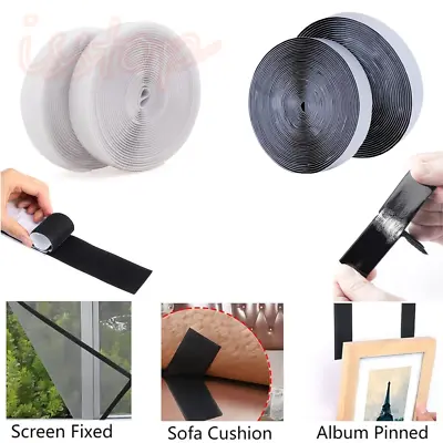 16.4FT Self Adhesive Stick Tape Hook & Loop Sticky Back Strips Fastener Roll US • $8.04
