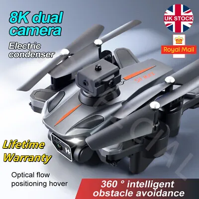8K HD Drone Dual Camera WIFI FPV GPS Foldable 3 Batteries Selfie RC Quadcopter • £29.98
