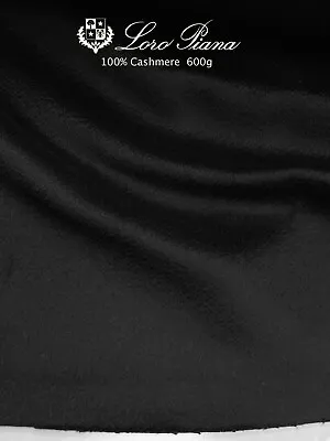 LORO PIANA Pure Cashmere Wool Fabric BLACK Melton Coating  2.0 Meter • £441.82