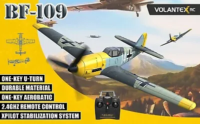 VOLANTEX BF-109 Fighter 2.4G 4CH RC Airplane 400mmWingspan 6-Axis Gyro Aerobatic • $109.99