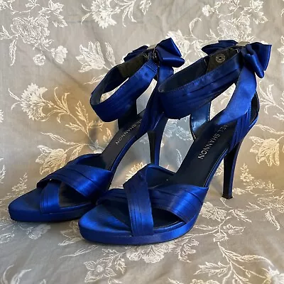 Michael Shannon Shoes Heels Cobalt Blue Fabric Size 7m • $15