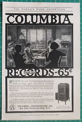 1915 Columbia Graphophone Co. Print Ad Double-Disc Records @ 65¢ Each • $6.54