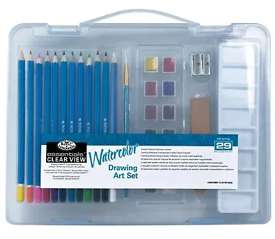 Watercolor Drawing Art Set In Compact Clear View Box • $16.25