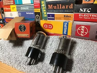 2 NOS Vintage Mazda Matsuda Toshiba 6V6 GT PreampPower AudioOutput Tubes +OE Box • $195