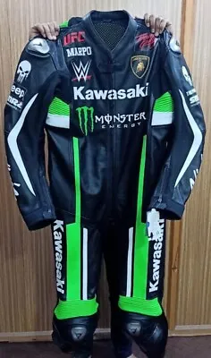 Kawasaki Ninja MotoGP Customized Motorbike Motorcycle Leather Race Suit & Gloves • $330