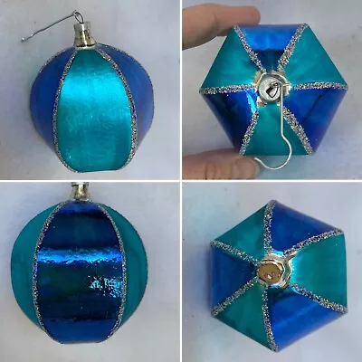 Vintage HTF 6 Sided Mercury Glass Christmas Ornament Made In Occupied Japan Blue • $12