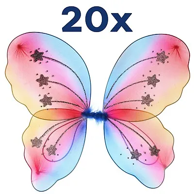 20x Butterfly Fairy Wings Kids Party Girls Pink Rainbow Children Fancy Dress Up • £34.99