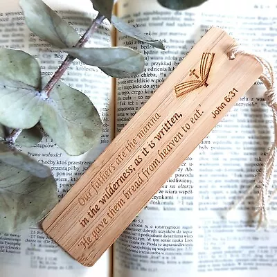 Bamboo Wood Bookmark Holy Bible Verse - Personalised First Holy Communion Gift • £4.99