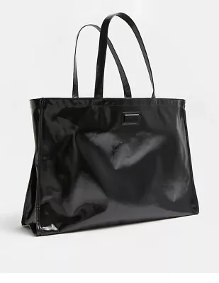 £24.99 • Buy RIVER ISLAND BLACK COATED CANVAS SHOPPER BAG New With Tag