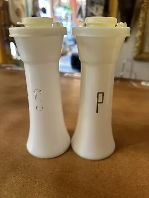 Vintage Tupperware Salt And Pepper Shakers Hourglass 6” Tall Large White 718-37 • $10
