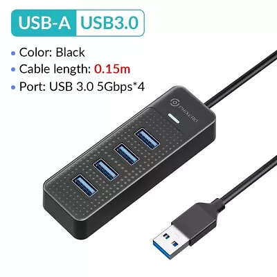 USB Hub 4-Port USB 3.0 Hub Multi USB Port Expander 15cm 50cm Extended Cable US • $9.99