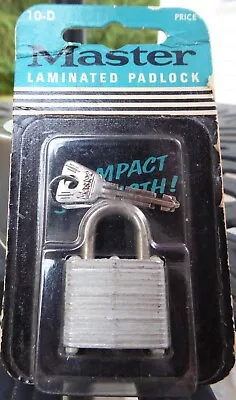 Vintage Master Laminated Padlock 10-D Sealed W/Keys Steel 1  Case Made In USA • $12