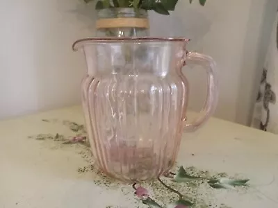 Pink Optic Glass Pitcher • $19.99