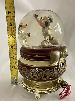 Disney Mickey Minnie Mouse Snow Globe Victorian Christmas-Needs Repair • $59.24