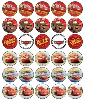 £7.54 • Buy Lightning McQueen Cupcake Toppers Edible Wafer Paper Cake Decorations 30 #1