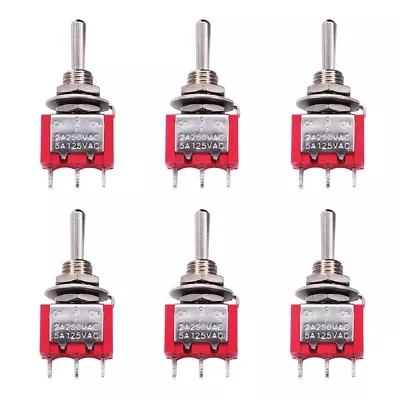 6Pcs Momentary Mini Miniature Toggle Switch 3 Terminal 3 Position SPDT (On)/Off/ • $14.60