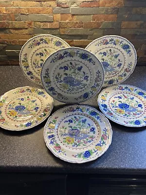 Set Of 6 Vintage Mason's Patent Ironstone Dinner Plates 'Regency' Good Condition • £40