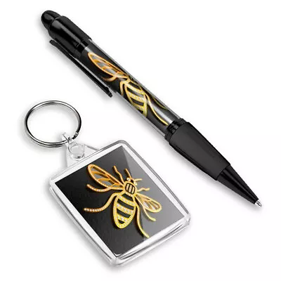 1 Pen & 1 Rectangle Keyring 3D Manchester Bee Logo #50003 • £5.99