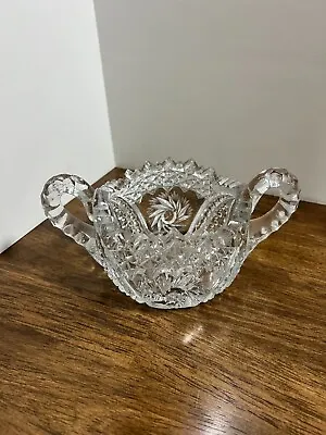 Vintage Cut Glass/Crystal Two-Handle Sugar Dish/Bowl 4 1/2 In  Diameter • $13.47